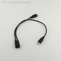 1pc Micro USB 2.0 Female To Dual 2 Male Splitter Y Extension Data Charger Cable Cord 30cm