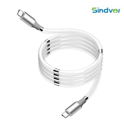 Sindvor Magic Rope USBC Magnetic Cable Self Winding Micro USB Type C Fast Charging Data Transmission Cord For Lightning Android Cables  Converters