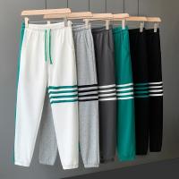 HOT14★2023 Mens Four Seasons Loose Sportswear Autumn New Imitation Cotton Cal Pants Classic Four Bar Fashion Pants Large Size 5XL