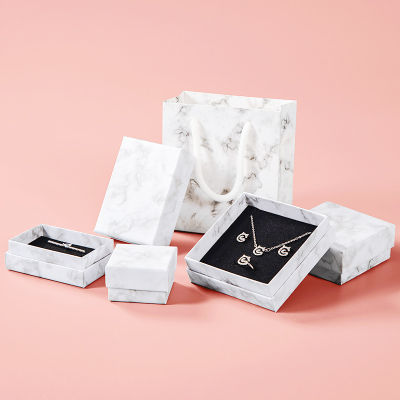 Super Soft Flannelette Trinket Box Earring Box High Quality Coated Paper Exquisite Jewelry Box Jewelry Packaging Box Marble Pattern Jewelry Box