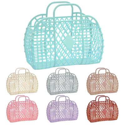 Jelly Bags Waterproof Travel Bags for Beach Pool Work Hollow Out Jelly Basket Portable Flower Basket Bathroom Bag Easter Tote Bag Gift Bag for Babies Showers admired