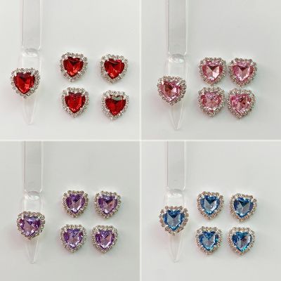 10pcs/lot Heart Shape Nail Art Rhinestones Diamond Flatback Zircon Jewelry DIY Nail Decorations Crystal 3D Charms