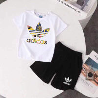 Adidaseˉ ชุดสูทเด็กเด็กผู้ชายเด็กผู้หญิง3-12ปี,เสื้อยืดผ้าฝ้าย + กางเกงชุดกีฬาลำลอง