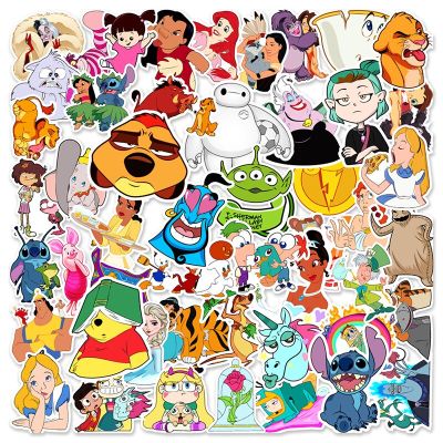 50pcs Disney Stickers Mickey Mouse Princess Frozen Toy Story Turning Red Encanto Waterproof Guitar Motorcycle Luggage Sticker