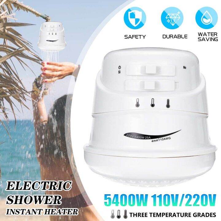 【CW】 5400W Electric Shower Head Tankless Instant Hot Water Heater 3 Temperature Adjustable