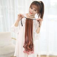 TSE Ponytail Wig Women Pick Dyed Long Curly Hair Binding High Ponytails Big Wave Long Curly Hair