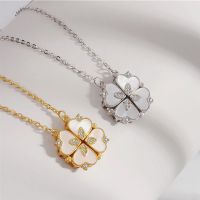 2 1 Four Leaf Clover Heart Necklace Magnetic Four Leaf Clover Necklace - Heart - Aliexpress