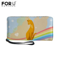 FORUDESIGNS Cute Cartoon Deer Pattern Ladies Wristband Wallet Leather Waterproof Clutch Bag Ladies Party Coin Money Purse Mujer