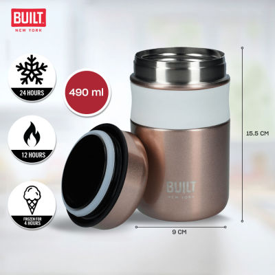 Built NY Temperature Retention Double Wall Vacuum Insulated Food Flask for Hot And Cold Foods Stainless Steel กระติกสแตนเลสใส่อาหารเก็บอุณหภูมิ
