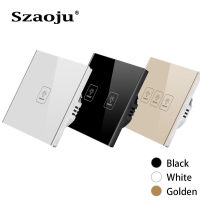 Szaoju EU Standards Touch Switches LED Crystal Glass Panel Wall Lamp Light Switch Smart Life Home Improvement 123 Gang