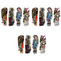 12Pcs Temporary Tattoos Fish Skull Color Full Arm Mechanical Pattern Tattoos Applique Arm Full Arm Tattoos Sticker