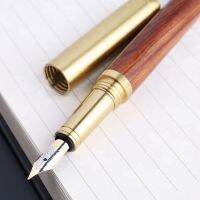 Vintage Luxury Wooden Copper Fountain Signature Pen Fine Nib 0.7mm Writing Tool W3JD  Pens