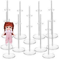 Qifull 12pcs Mini Doll ยืนการแสดงผลตุ๊กตาโปร่งใสที่ปรับได้