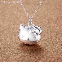 Hot 925 Sterling Silver lovely Kitty cat Pendant Necklace for Women Christmas Gifts Fashion Luxury Party Wedding Jewelry