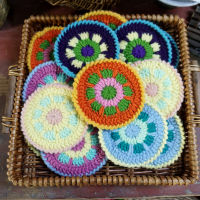 Crochet Doilies Multicolor Coasters round Table Mats Decoration Handmade Crochet Cup Pad 11cm 20pcslot