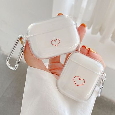 Soft TPU Earphone Cases For Airpods Pro 2nd Clear Protective Sweet Heart Cover For Apple Airpods 1 2 3 Case  With Keyring Bags Headphones Accessories