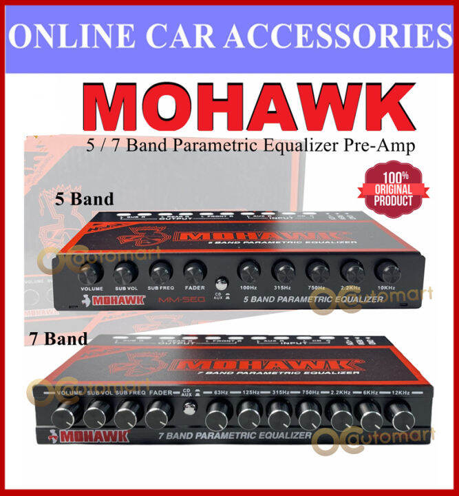 MOHAWK Pre Amp Car Audio MMSERIES 5 Band 7 Band Parametric Equalizer