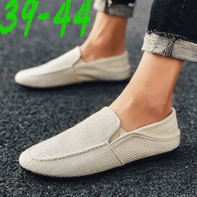 2022 New Loafers Men Breathable Casual Shoes Classic Linen Slip On Sneakers Male Summer Cheap Driving Shoes For Men Wide