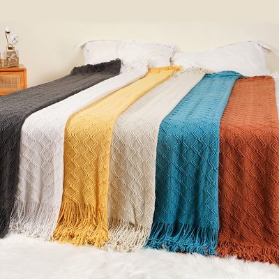 【CW】♣✼๑  Knit Blanket Waffle Sofa Throw Blankets Office Tapestry Bedspread Bed Cover Textile Supplies