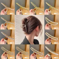 [Elegant Korean Fashion Grab Clip Artificial Pearl Metal Hairpin,Elegant Korean Fashion Grab Clip Artificial Pearl Metal Hairpin,]