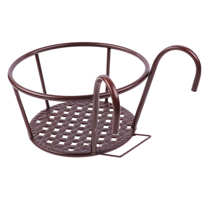 outdoor-hanging-basket-plant-iron-racks-fence-balcony-round-flower-pot-decor