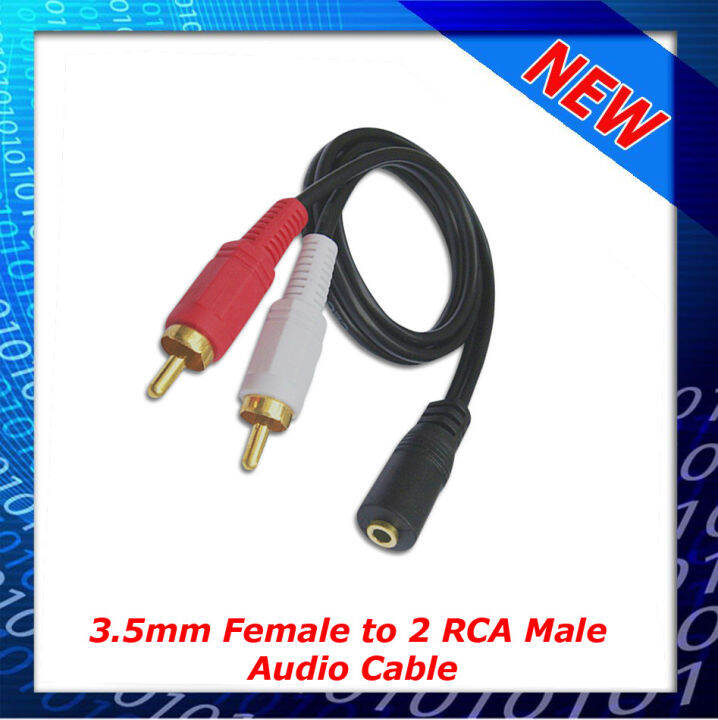 3.5mm Female to 2 RCA Male Audio Cable TV Headset Audio Amplifier AV