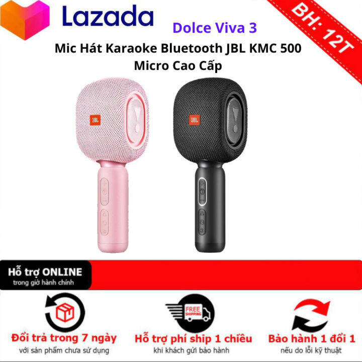 Mic Hát Karaoke Bluetooth JBL KMC 500 Micro Cao Cấp Loa Micro Karaoke