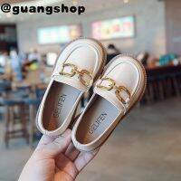 guangshop อินเทรนด์สาวหนังรองเท้าแบนสไตล์ลื่นบนนุ่มแต่เพียงผู้เดียวลื่นเด็กรองเท้า3-16ปี T22N09CC-34