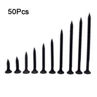 50Pcs M3.5 High-Strength Screw Drywall Screw Self-Tapping Screw Woodworking Lengthened Hardened Black Plasterboard Cross Screw