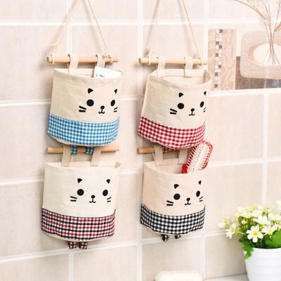 Fabric Cotton/Linen Pocket Storage Wall Hanging Storage Bags Pockets Organizer For Makeup Storages Containers Storage Bags