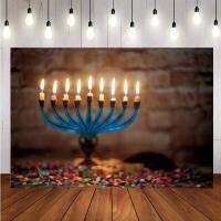 Hanukkah การถ่ายภาพฉากหลัง Chanukah เทศกาลชาวยิวที่มีสีสันเชิงเทียนมีความสุขภาพงานเลี้ยงพื้นหลังแบนเนอร์สตูดิโอเสา