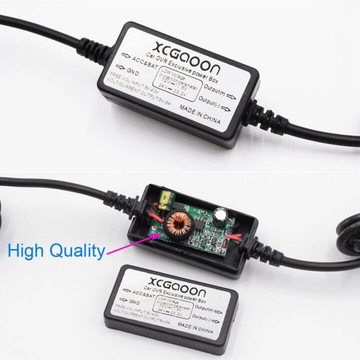 xcgaoon-โมดูลสายแปลงสัญญาณ-dc-ที่ชาร์จแบตในรถ3-5เมตร-12v-24v-ถึง5v-3a-พร้อมสายไมโคร-usb-ตรง-ป้องกันแรงดันต่ำ