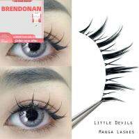 BRENDONAN 5 Pairs ความงามของผู้หญิง ซุปเปอร์ไฟน์ หนาขึ้น ก้านโปร่งใส ขนตาปลอม ขนตามังกะ ปีศาจตัวน้อย