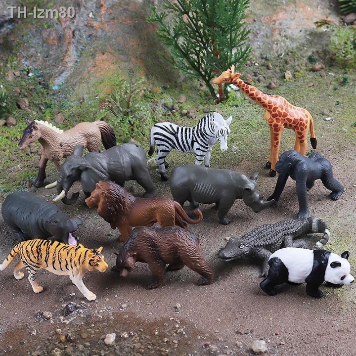 ของขวัญ-ชุดจำลองสัตว์ป่าขนาดเล็ก-ยีราฟ-ม้าลาย-แพนด้า-กอริลล่า-สิงโต-ช้าง-ตกแต่ง