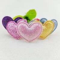 100Pcs 3.5*3CM Glitter Fabric Heart  Appliques For Clothes Hat Sewing Supplies DIY Headwear Hair Clip Bow Decor Patches  Furniture Protectors  Replace