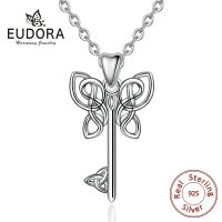 EUDORA 100% 925เงินสเตอร์ลิงผีเสื้อกุญแจของจี้สร้อยคอหัวใจสำหรับผู้หญิงแฟนสาว D399เครื่องประดับแฟชั่น