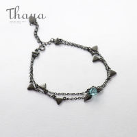 Thaya 100 925 Silver ns Rose Bracelet Two Layer Crystal Flower Black Chain Link Bracelet for Women Jewelry Korea style Gift