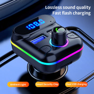 Bộ Sạc Xe Hơi Nhanh USB 4.2A Bluetooth 5.0 Kép Có Đèn Nền RGB Đài FM MP3 thumbnail