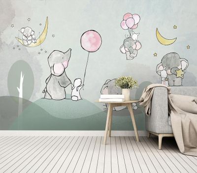 ┋℡■ Dekoracyjne tapety balon z postaciami z kreskówek zwierząt dzieci pokoju tło ściany