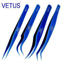 ชุดปากคีบ Vetus MCS 4ชิ้น/เซ็ตแหนบเครื่องสำอางเพื่อความงามพรีเมี่ยมสีฟ้าสดใสสำหรับต่อขนตาพินซาที่ปลายละเอียดมาก