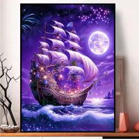 5D DIY Diamond Painting Ship Sailboat Corss Stitch Kit Full Square Embroidery Mosaic Art Picture Home Decor Good Wishes Gift