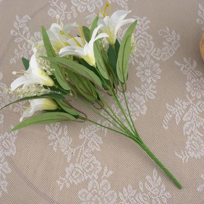 1Pc Artificial Flower Eco-friendly Lily Artificial Flower Non-fading Art Craft Lily Fake Flower Bouquet Home Art Decoration