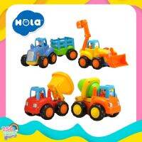 Huile Toys (Hola) รถจิ๋วมหาสนุก Happy tractor + bulldozer+mix truck + dumper รถโม่ปูน รถตักดิน รถบรรทุก รถพ่วง รถของเล่น รถไถลาน คละสี