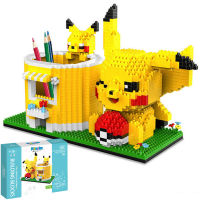 Pokemon Building Blocks Pikachu Pen Holder Series Creative Mini Blocks Kids Funny Toy Bricks Action Figure Toys for Children