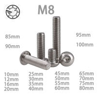 M8 Bolt A2-70ปุ่มหัวสกรู Bolt Sus304สแตนเลส M8 * 10/12/16/20/25/30/35/40/45/50/55/60/65/70/75/80 ~ 100มม.