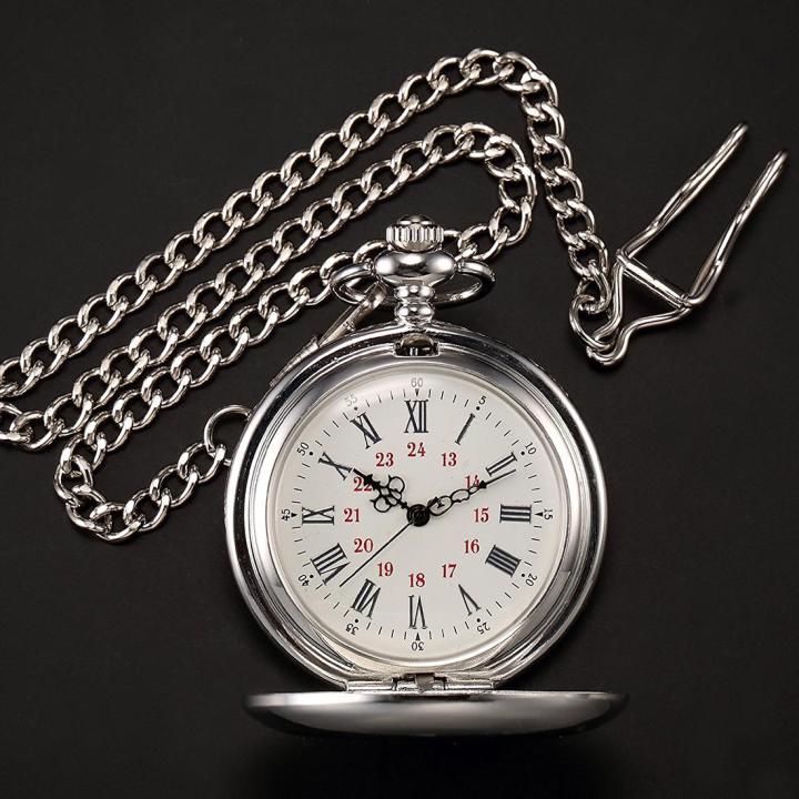 ใหม่นาฬิกาพกสายนาฬิกาโลหะ-silver