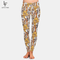 LETSFIND New Arrival 220gsm Milk Silk Print Cute Group Dogs Design Women Pants Fashion High Waist Plus Size Fitness Leggings