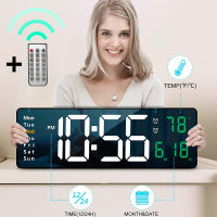 Led Digital Wall Clock With Remote Control 16 Inch Large Screen Date Week Display Adjustable Brightness Alarm Clock lvk