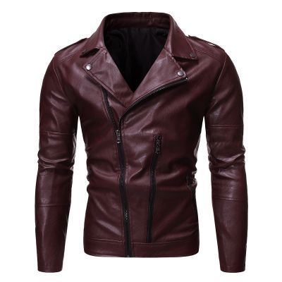 ZZOOI 2022 Autumn Winter Men Trend Slim Lapel Leather Jacket Mens Pu Jacket Male Fashion Handsome Motorcycle Faux Leather Overcoats