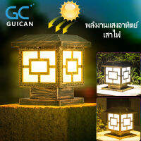 【ซื้อ1แถม1/1pc】โคมไฟโซล่าเซลล์ พลังงานแสงอาทิตย์ ไฟหัวเสา LED ปรับได้ 2 สี แสงขาวและแสงเหลือง กันน้ำIP67 Solar Night Lights Led